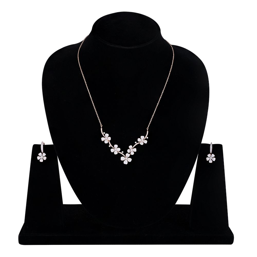 Stunning Floral Diamond Necklace Set-All Jewellery-ONS24A81-D400X0B