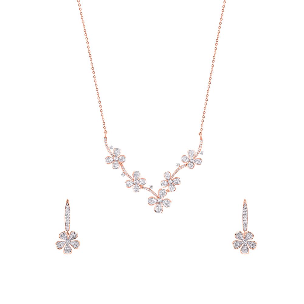 Stunning Floral Diamond Necklace Set-All Jewellery-ONS24A81-D400X0B