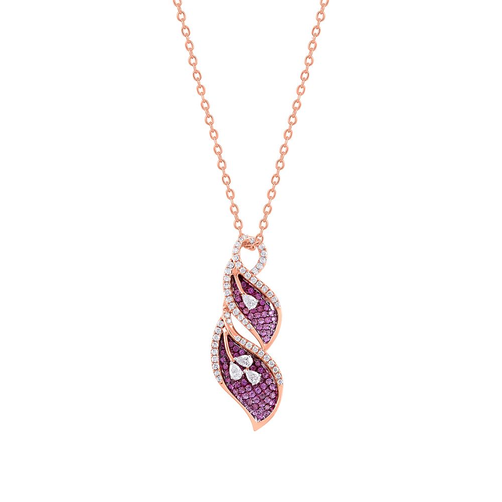 Sparkling Pink Sapphire and Diamond Necklace Set-All Jewellery-ONS24A82-D343X0B