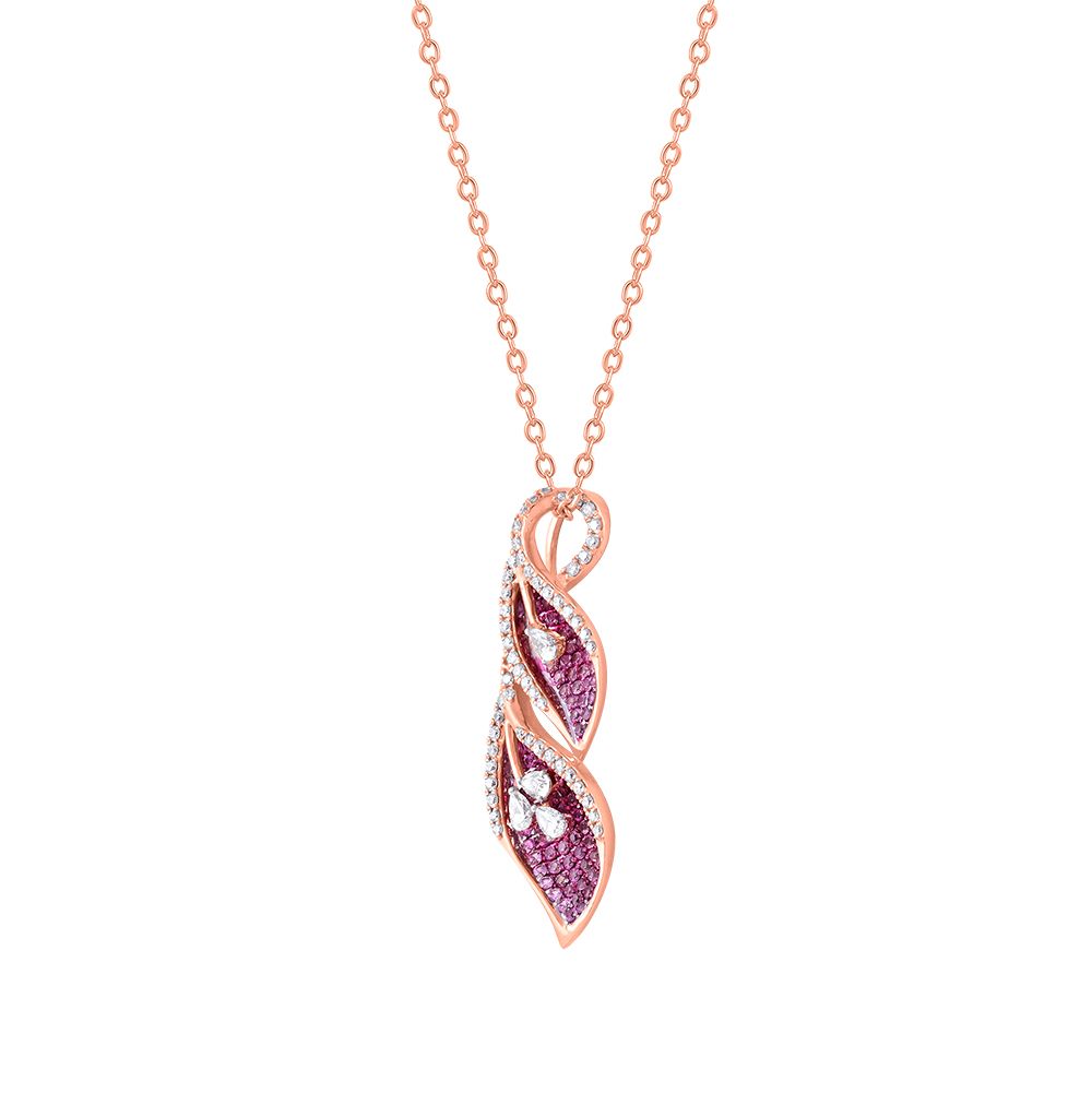 Sparkling Pink Sapphire and Diamond Necklace Set-All Jewellery-ONS24A82-D343X0B
