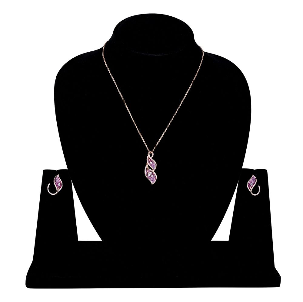 Sparkling Pink Sapphire and Diamond Necklace Set-All Jewellery-ONS24A82-D343X0B