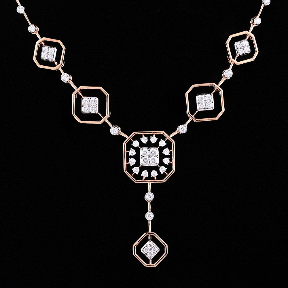 Geometric Dazzle Diamond Necklace-Necklaces-OSN25A05-D400X1C