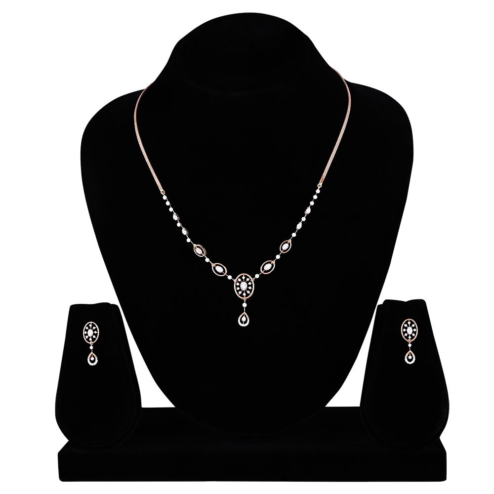 Diamond Oval Drop Necklace Set-All Jewellery-ONS25A06-D400X0C
