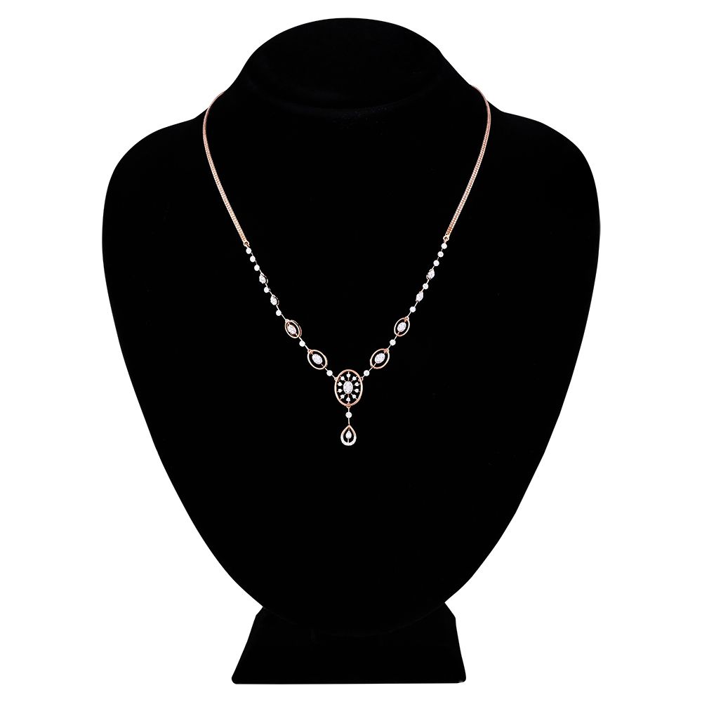 Diamond Oval Drop Necklace-Necklaces-OSN25A06-D400X1C