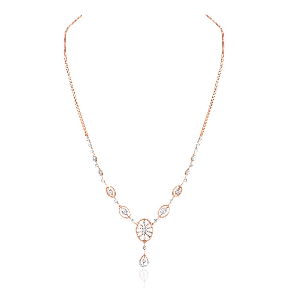 Diamond Oval Drop Necklace-Necklaces-OSN25A06-D400X1C
