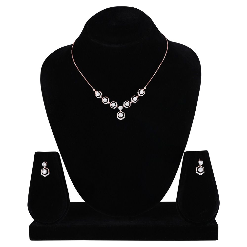 Diamond Radiant Hexagon Necklace Set-All Jewellery-ONS25A14-D400X0B