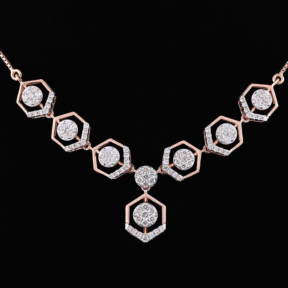 Diamond Radiant Hexagon Necklace Set-All Jewellery-ONS25A14-D400X0B