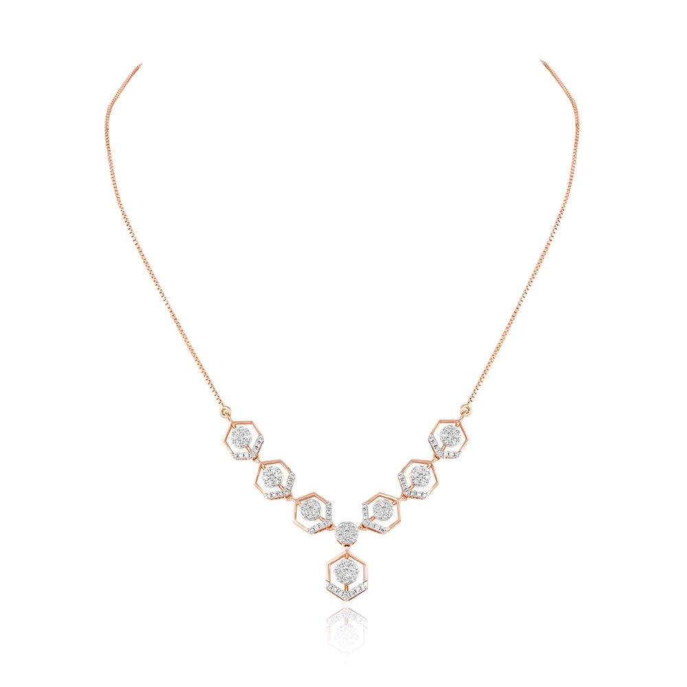 Diamond Radiant Hexagon Necklace Set-All Jewellery-ONS25A14-D400X0B