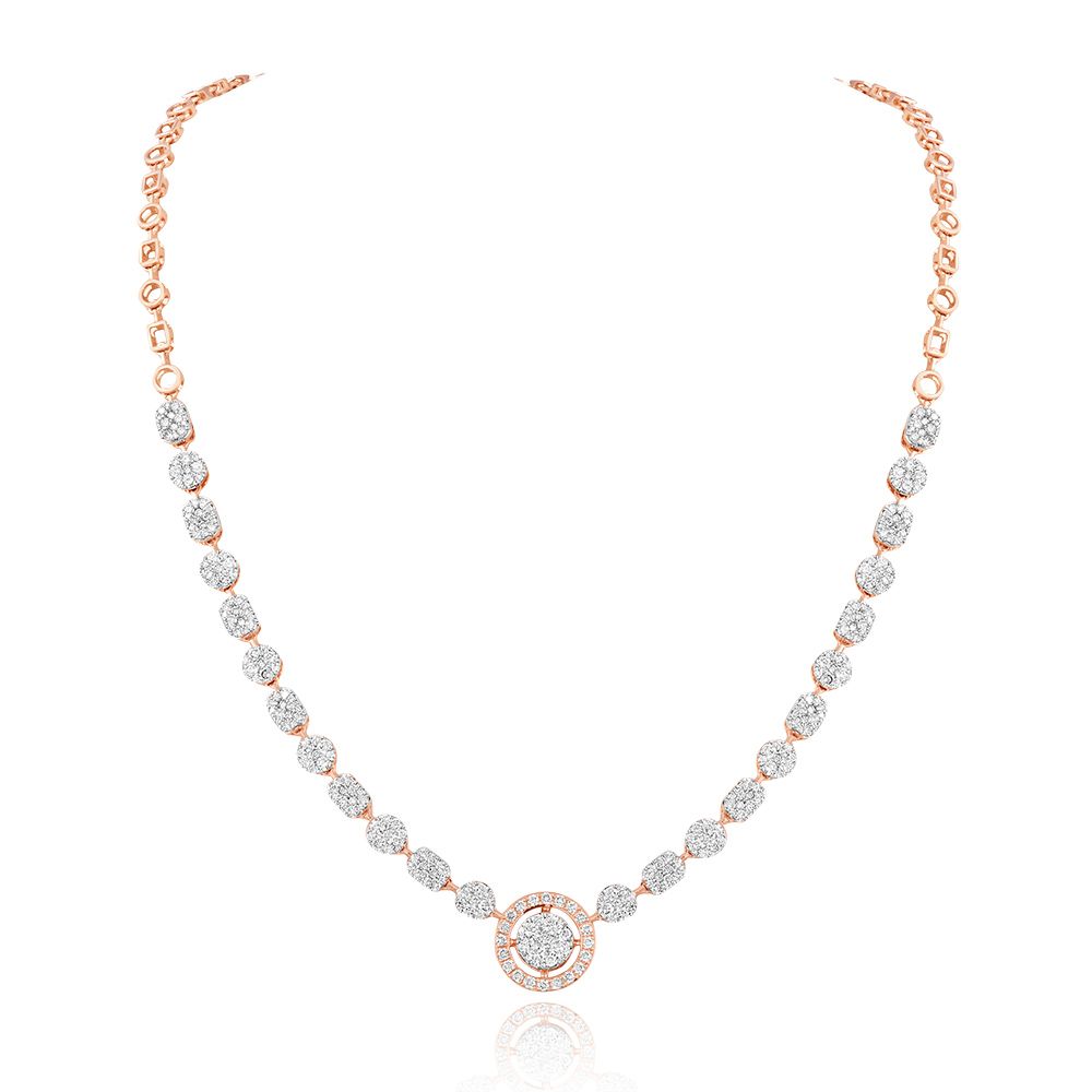 Circle Charm Diamond Necklace Set-All Jewellery-ONS25A19-D400X0B