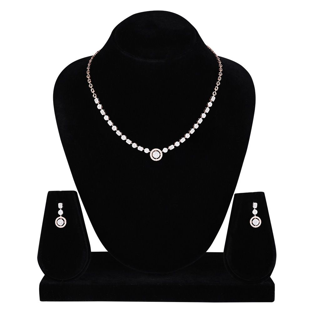 Circle Charm Diamond Necklace Set-All Jewellery-ONS25A19-D400X0B