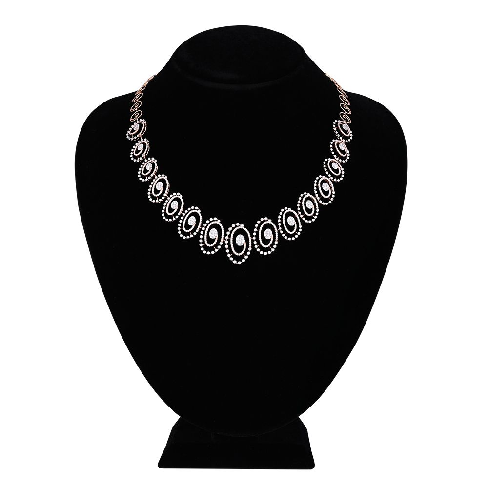 Spiraled Circle Diamond Necklace-Necklaces-OSN25A20-D400X2B