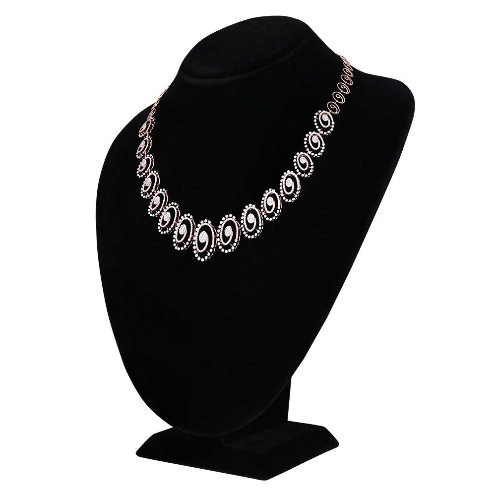 Spiraled Circle Diamond Necklace-Necklaces-OSN25A20-D400X2B