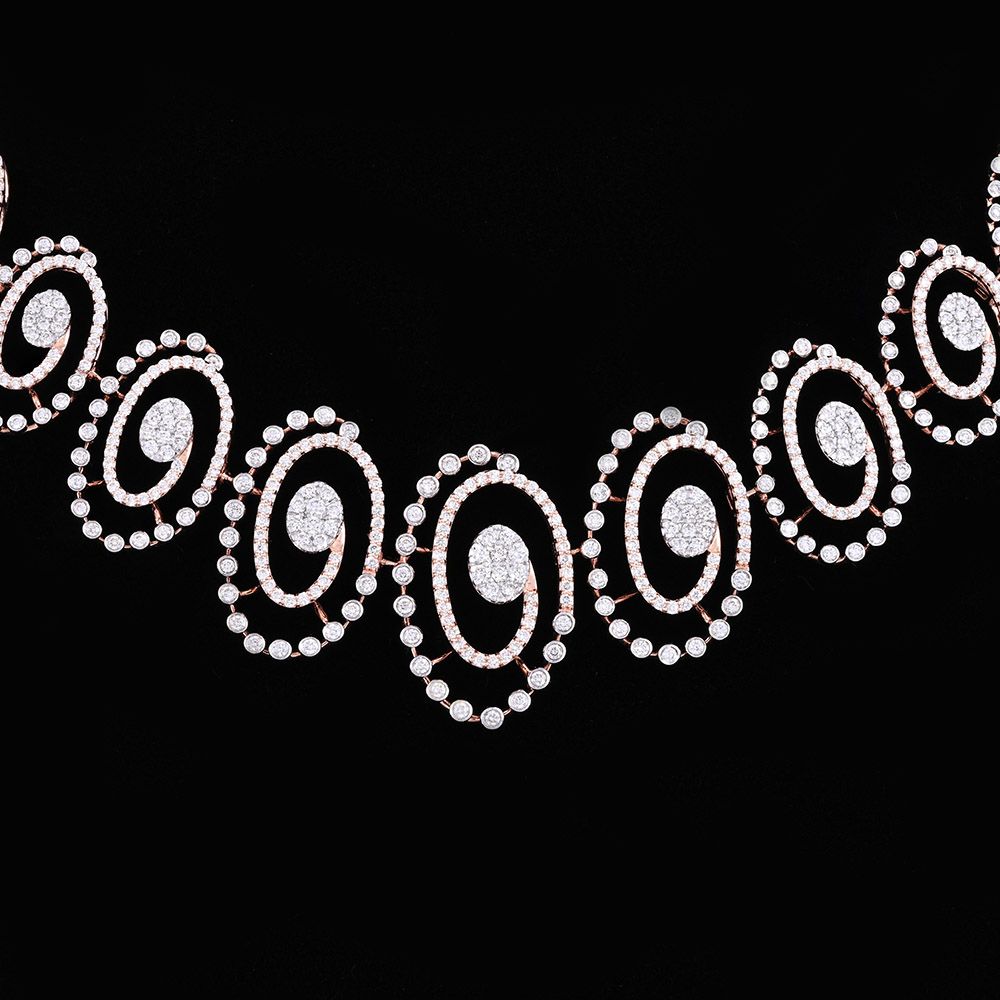 Spiraled Circle Diamond Necklace-Necklaces-OSN25A20-D400X2B