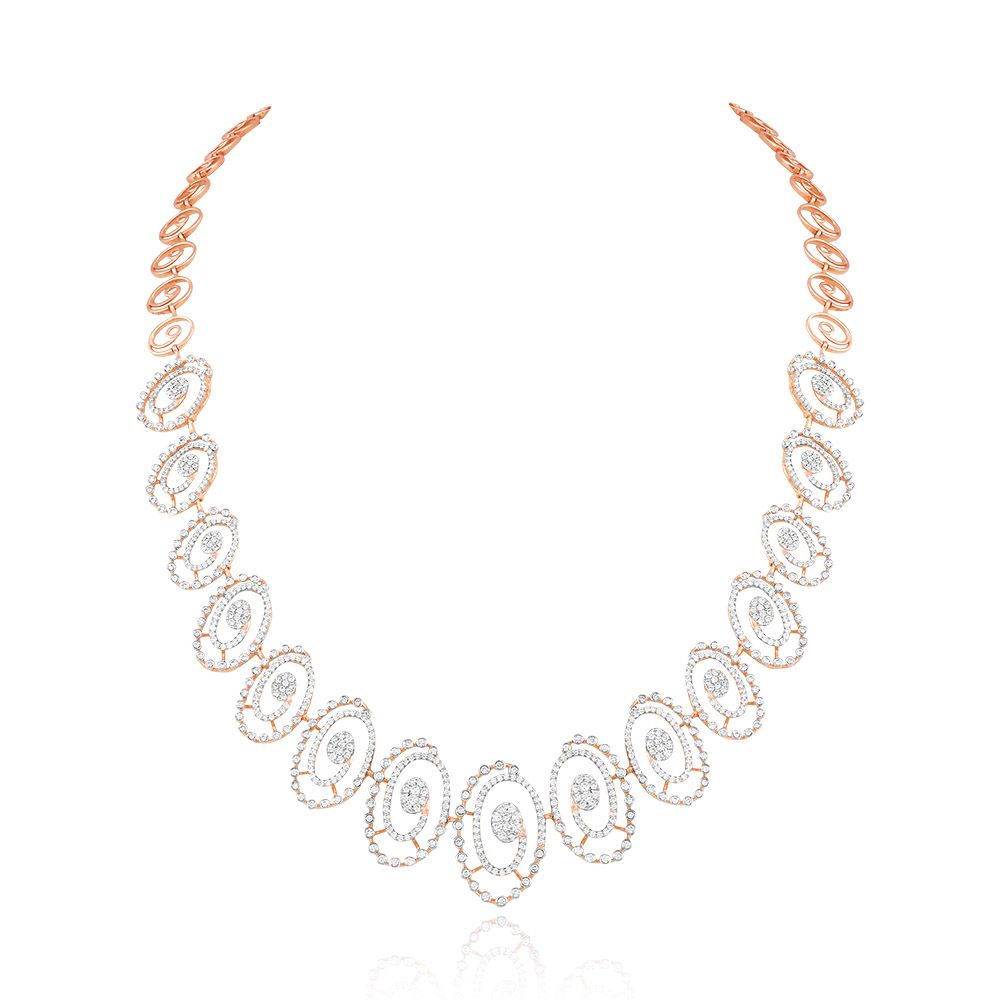 Spiraled Circle Diamond Necklace-Necklaces-OSN25A20-D400X2B