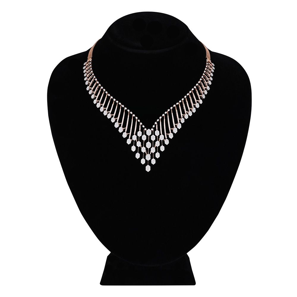 Exquisite Rose Gold Diamond Necklace Set-All Jewellery-ONS25A21-D400X0B