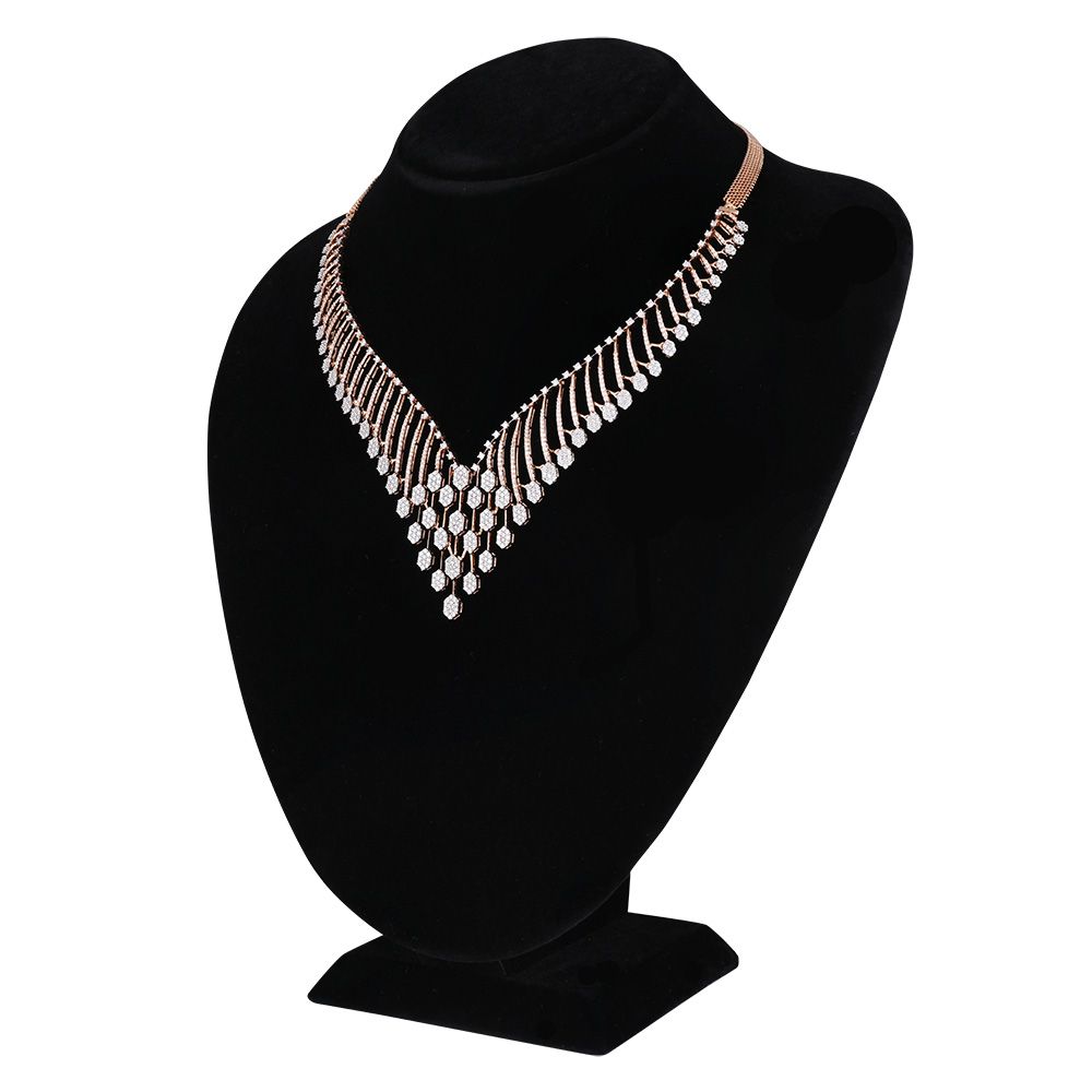 Exquisite Rose Gold Diamond Necklace Set-All Jewellery-ONS25A21-D400X0B