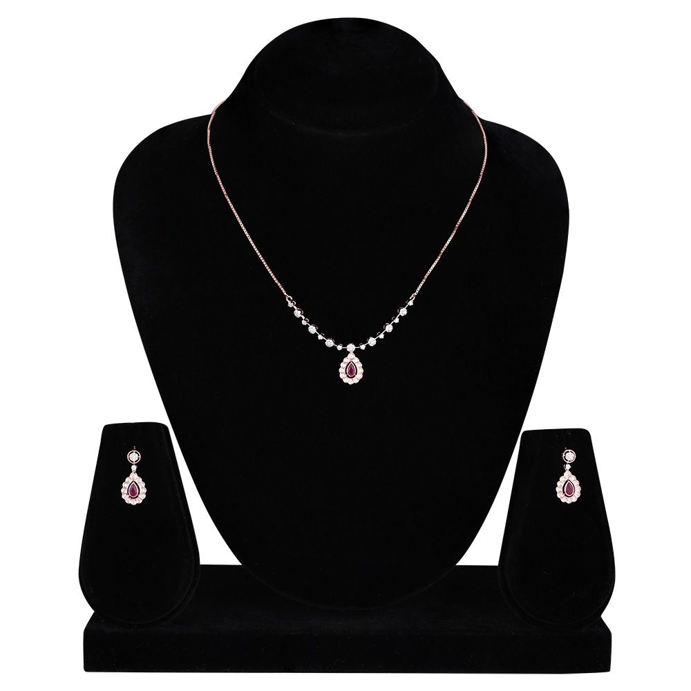 Royal Red Diamond Necklace Set-All Jewellery-ONS25A32-DE10X0B