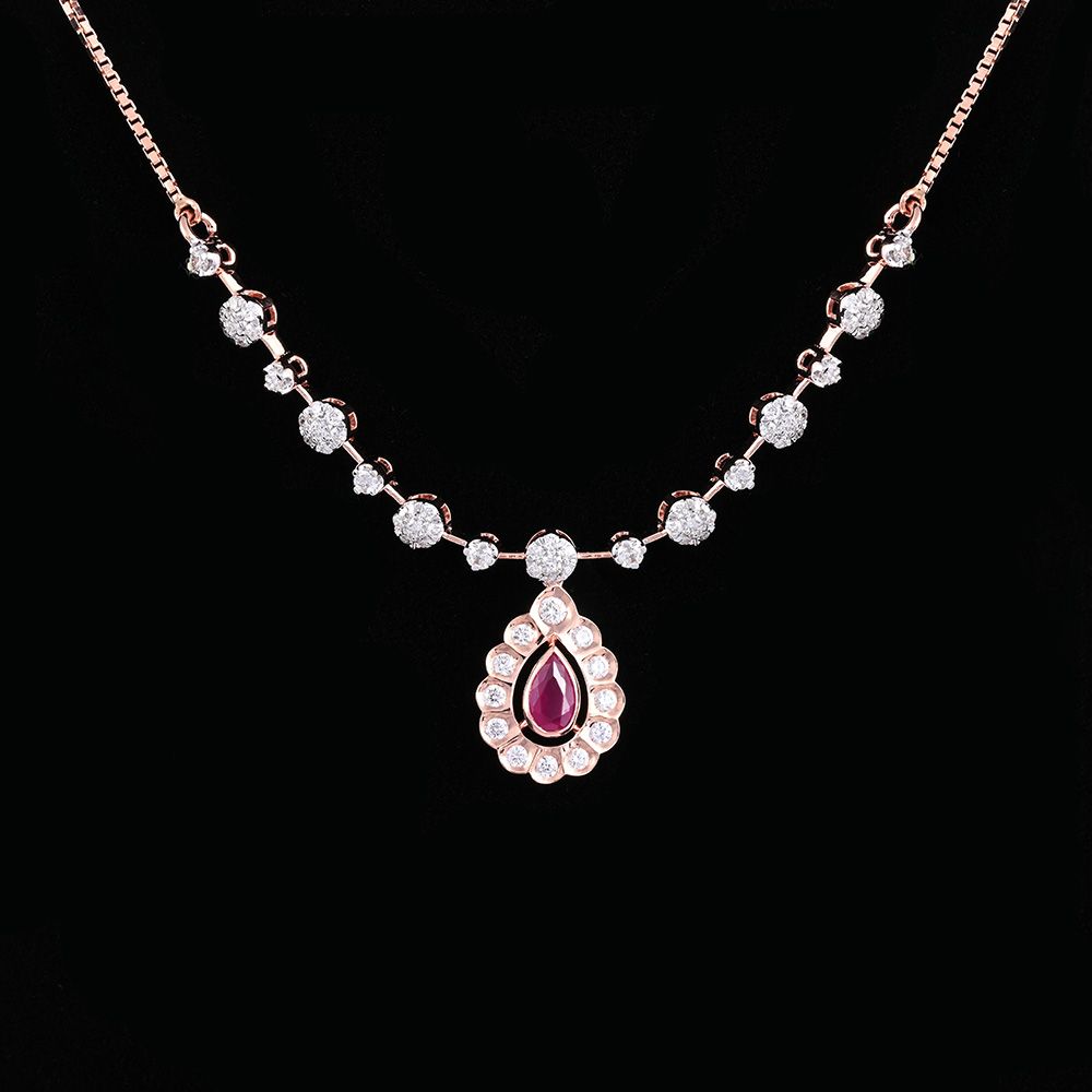 Royal Red Diamond Necklace Set-All Jewellery-ONS25A32-DE10X0B