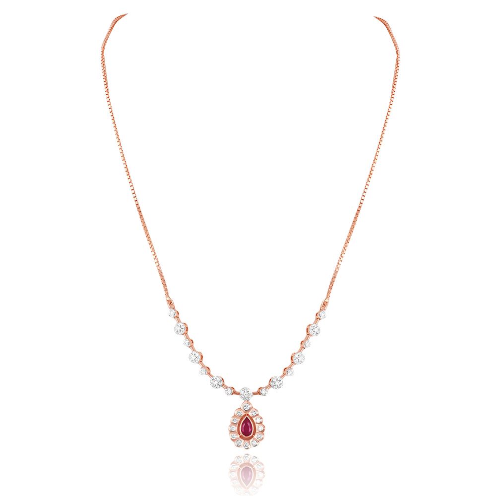 Royal Red Diamond Necklace Set-All Jewellery-ONS25A32-DE10X0B