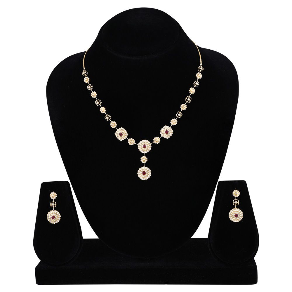 Timeless Floral Diamond Necklace Set-Diamond-ONS25A35-DE10R0B