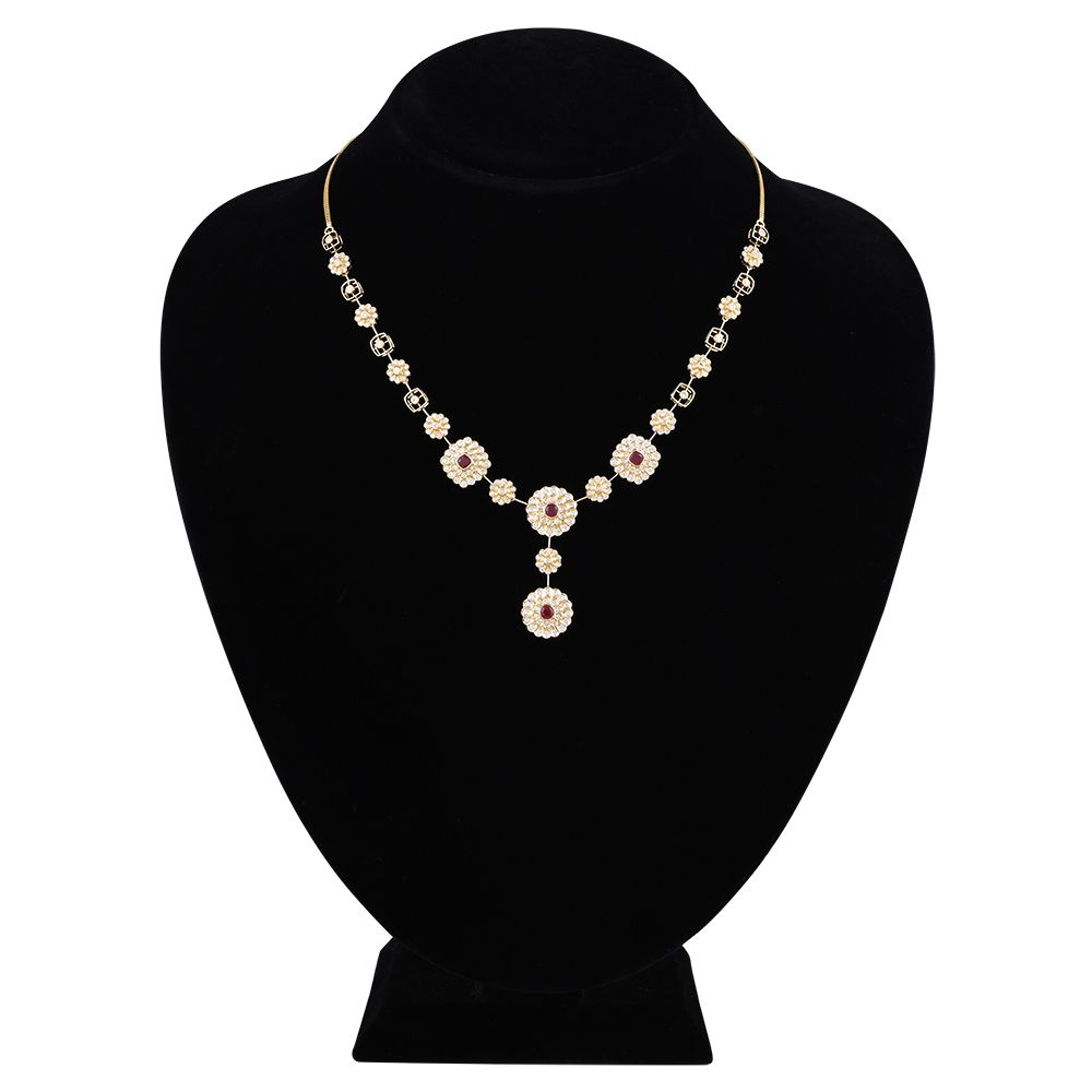 Timeless Floral Diamond Necklace Set-Diamond-ONS25A35-DE10R0B
