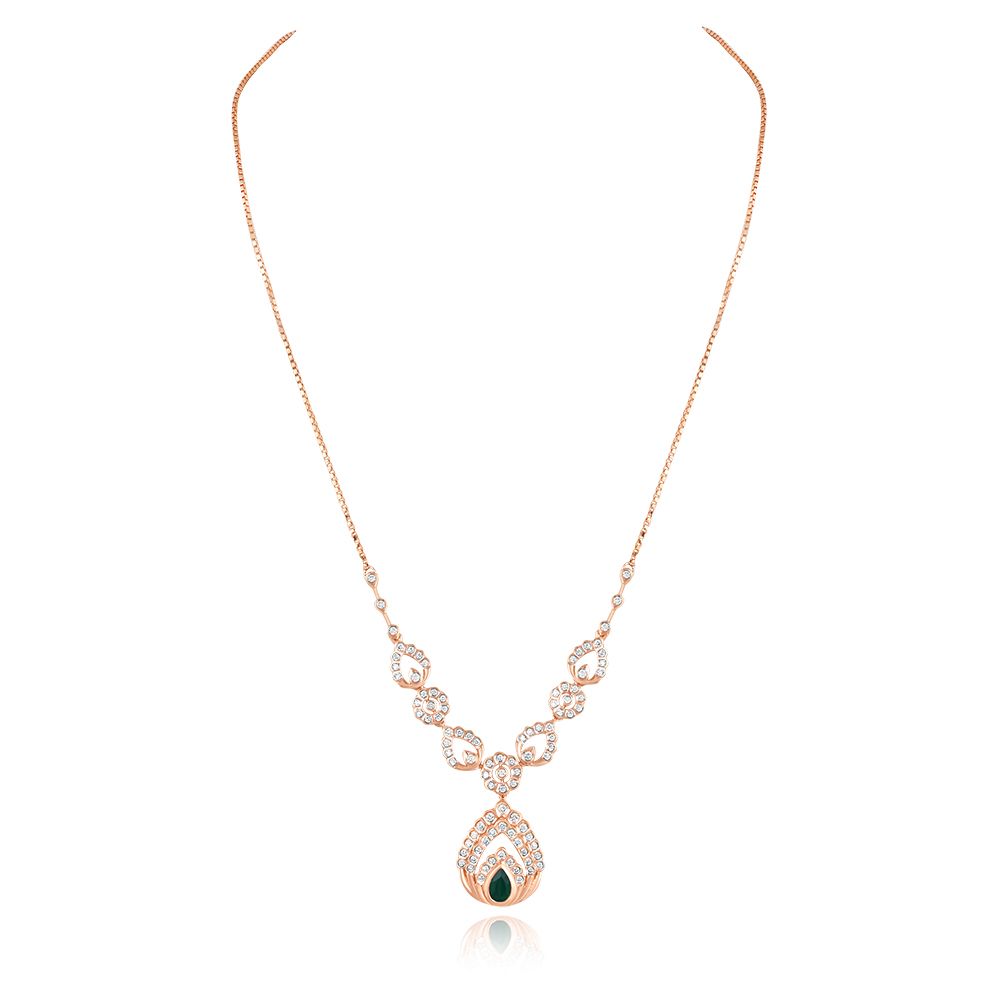 Queens Diamond Green Necklace Set-All Jewellery-ONS25A37-DE27X0B