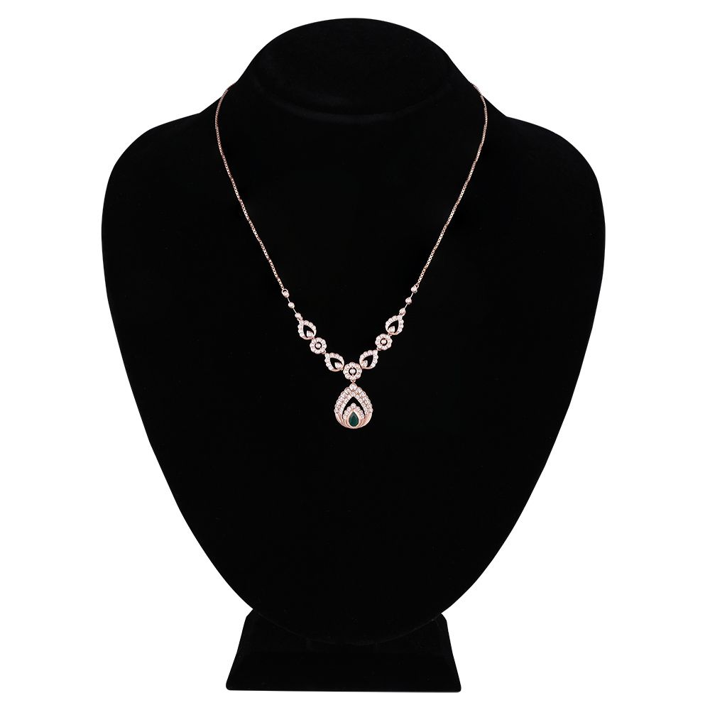 Queens Diamond Green Necklace Set-All Jewellery-ONS25A37-DE27X0B