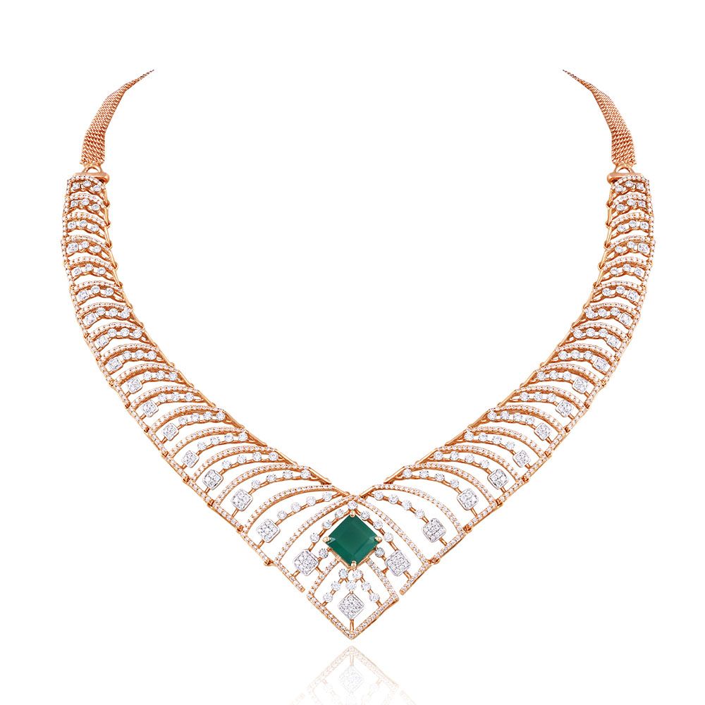 Radiant Elegance Diamond Short Necklace-Necklaces-OSN25A41-D424X1B