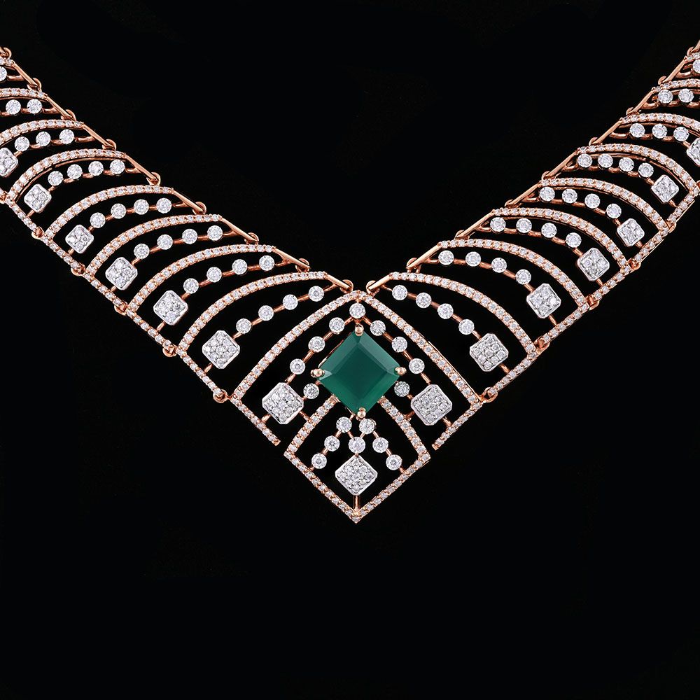 Radiant Elegance Diamond Short Necklace-Necklaces-OSN25A41-D424X1B