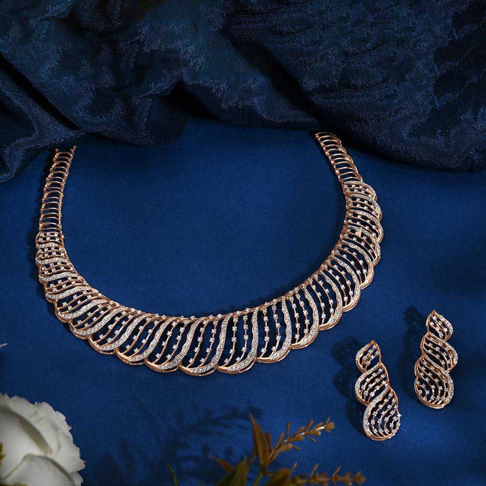 Eternal Sparkle Diamond Short Necklace Set-All Jewellery-ONS25A42-D400X0B