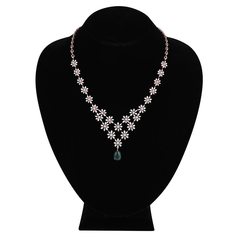 Stunning Emerald Floral Necklace Set-All Jewellery-ONS25A46-D345X0B