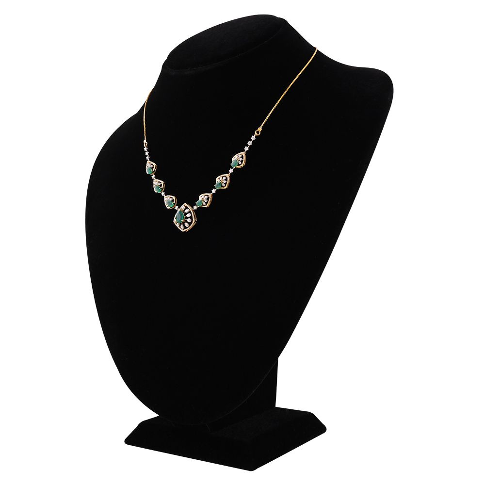 Green Onyx Diamond Yellow Gold Necklace-Necklaces-OSN25A53-D435R1C