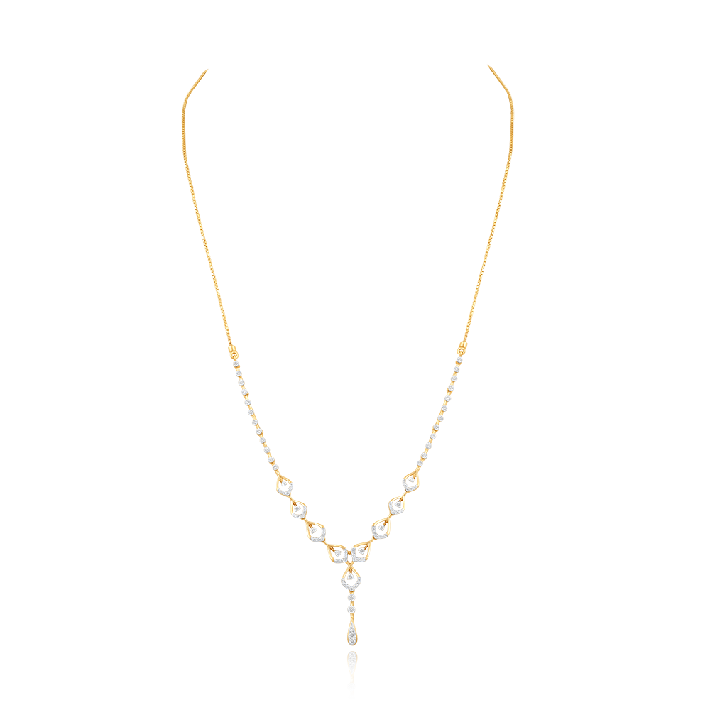 Elegant Glow 18Kt Yellow Gold Diamond Necklace-Necklaces-OSN25A55-D900R1C
