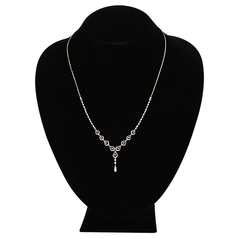 Elegant Glow 18Kt Yellow Gold Diamond Necklace-Necklaces-OSN25A55-D900R1C