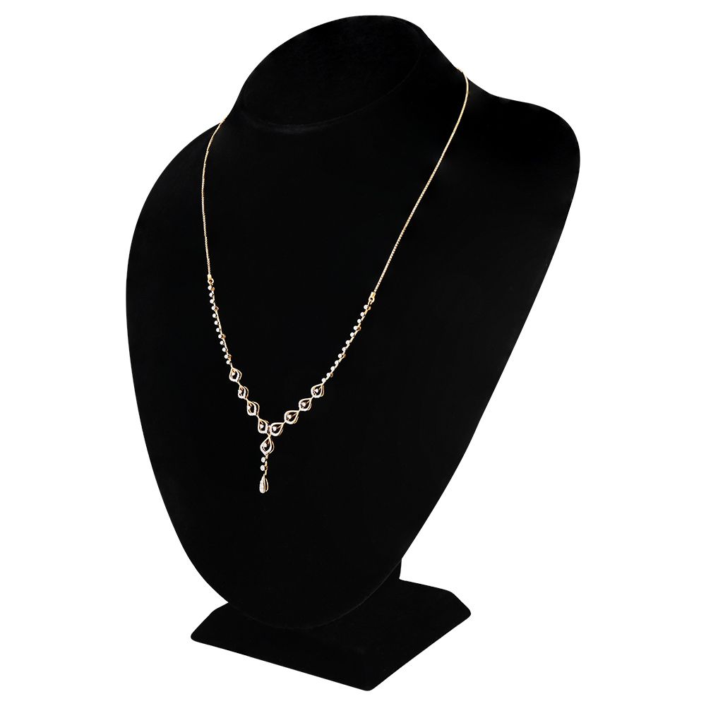 Elegant Glow 18Kt Yellow Gold Diamond Necklace-Necklaces-OSN25A55-D900R1C