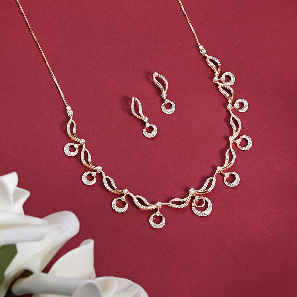 Linear Bar Diamond Necklace Set-All Jewellery-ONS25A56-D900X0C