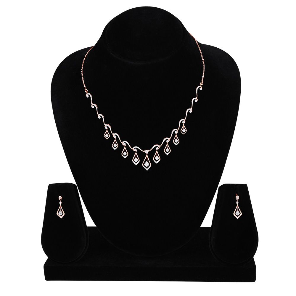 Glow Drop Diamond Necklace Set-All Jewellery-ONS25A62-D400X0B