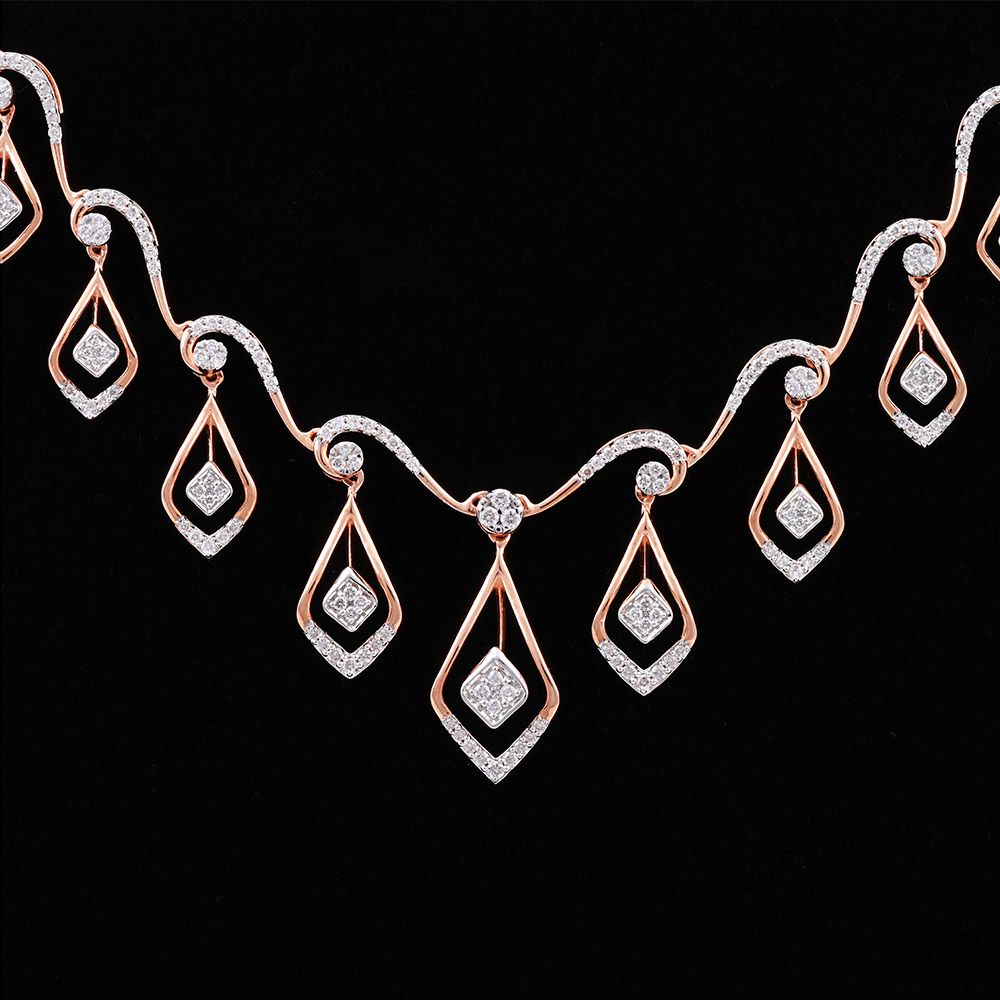 Glow Drop Diamond Necklace Set-All Jewellery-ONS25A62-D400X0B