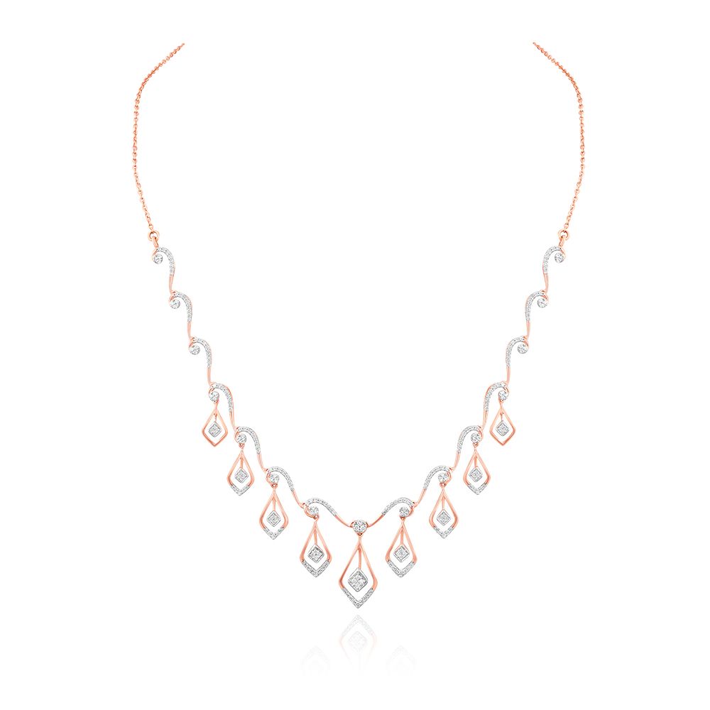 Glow Drop Diamond Necklace Set-All Jewellery-ONS25A62-D400X0B