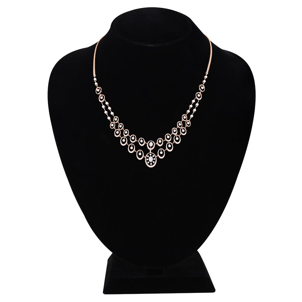 Radiant Flower Diamond Necklace Set-All Jewellery-ONS25A64-D600X0B