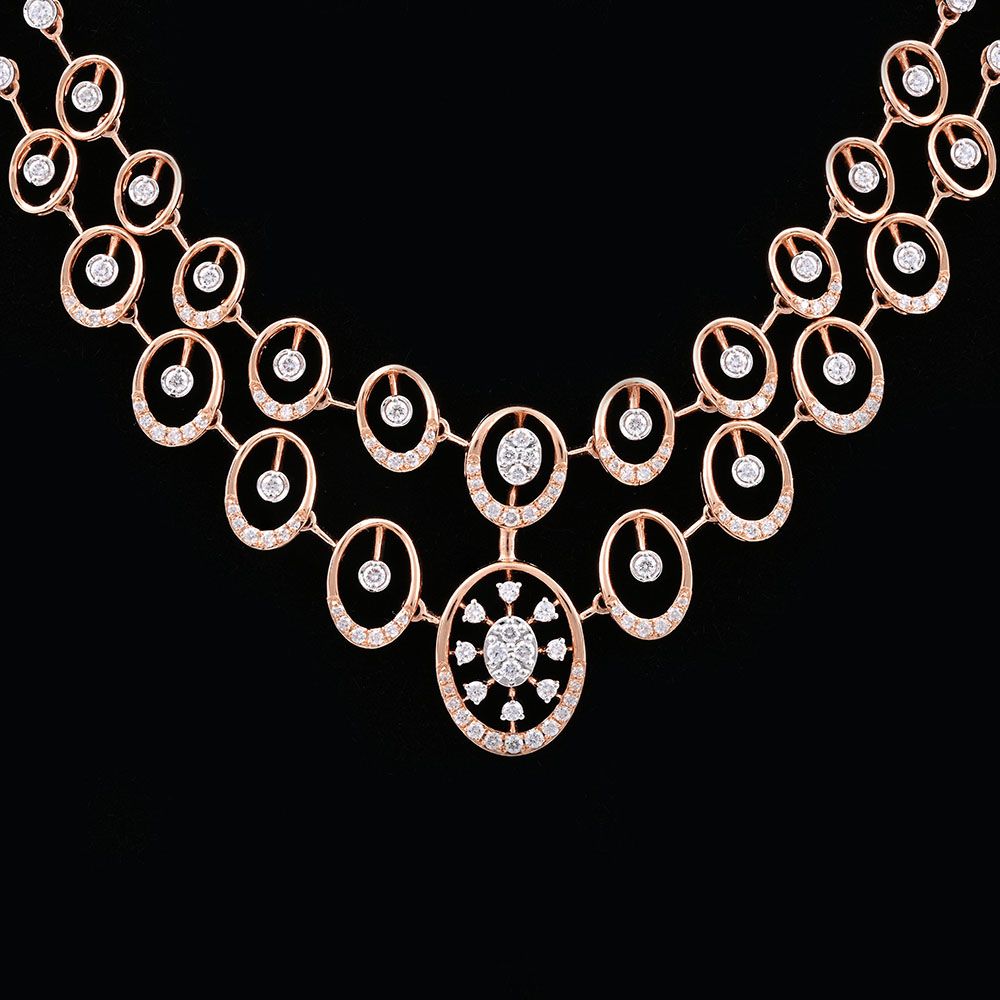 Radiant Flower Diamond Necklace Set-All Jewellery-ONS25A64-D600X0B