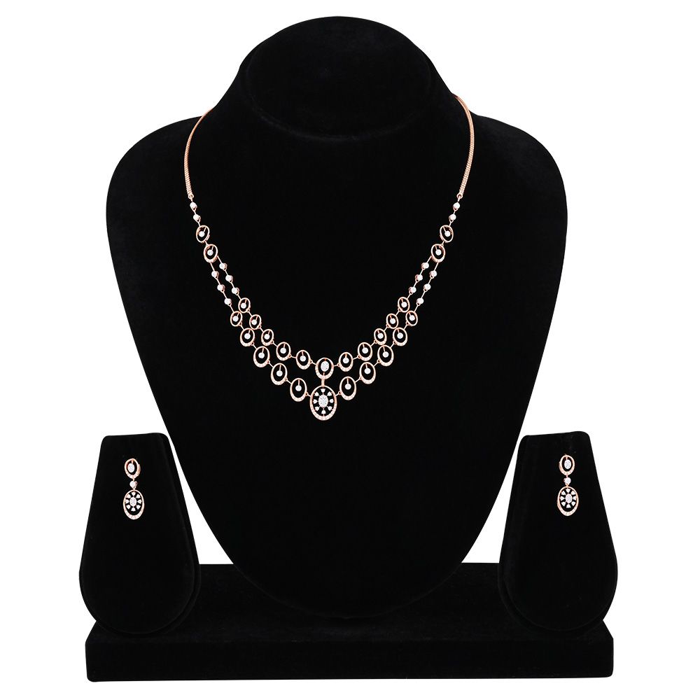 Radiant Flower Diamond Necklace Set-All Jewellery-ONS25A64-D600X0B
