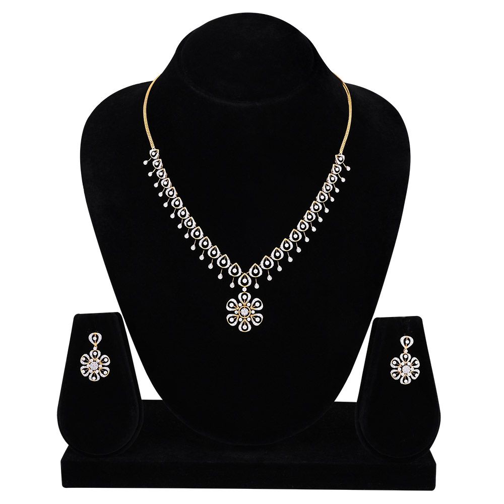 Diamond Floral Elegance Necklace Set-Diamond-ONS25A65-D600R0B