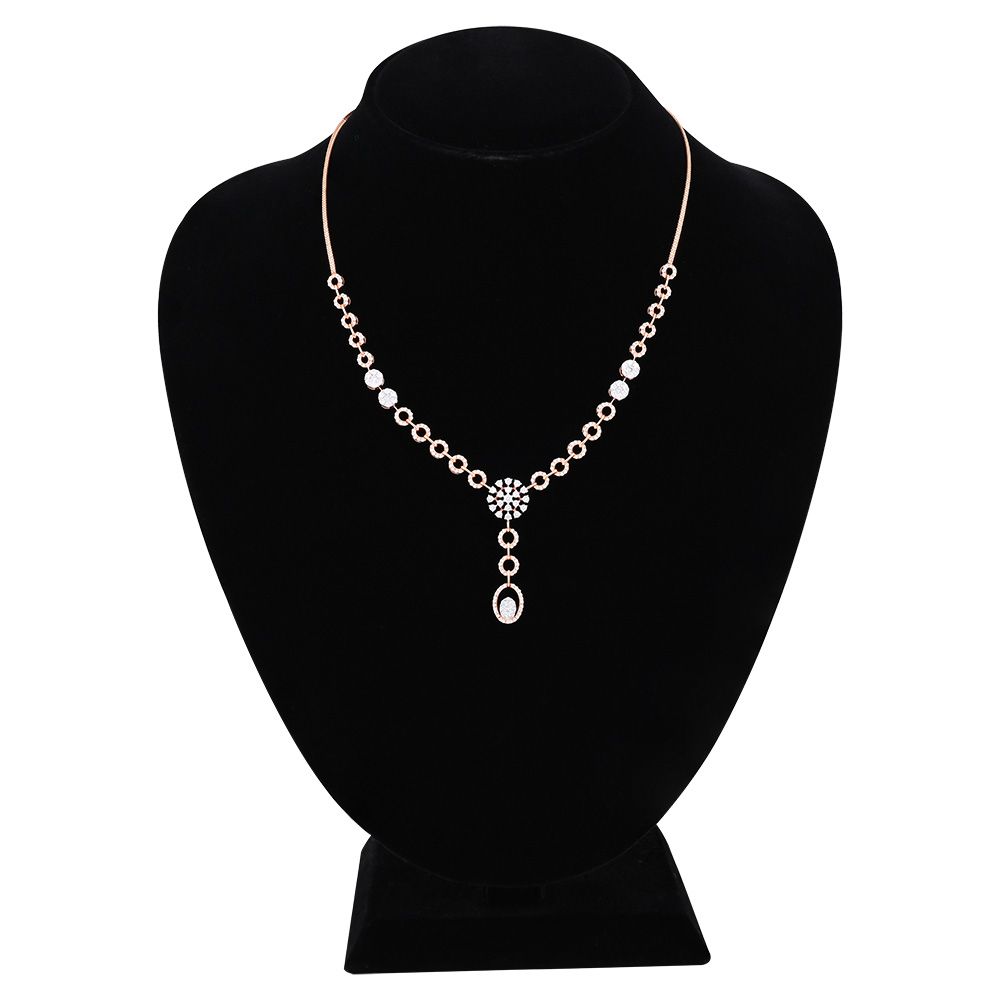 Diamond Floral Drop Necklace Set-All Jewellery-ONS25A66-D400X0B