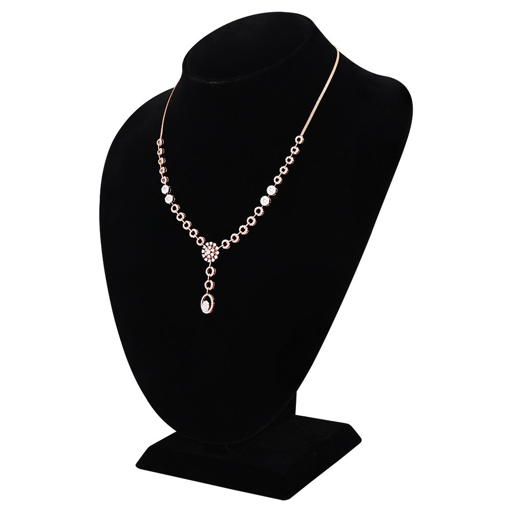 Diamond Floral Drop Necklace Set-All Jewellery-ONS25A66-D400X0B
