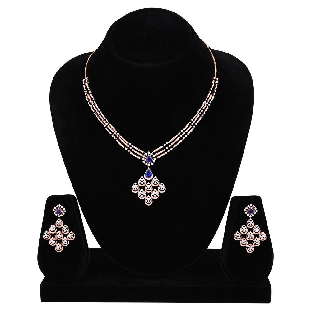 Diamond Floral Royal Necklace Set-All Jewellery-ONS25A68-D635X0B