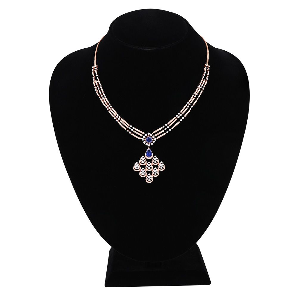 Diamond Floral Royal Necklace Set-All Jewellery-ONS25A68-D635X0B