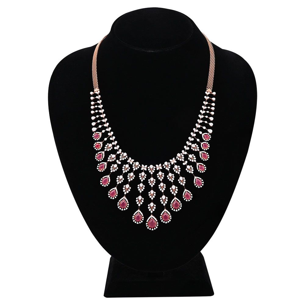 Red Drop Elegance Necklace Set-All Jewellery-ONS25A69-D435X0B