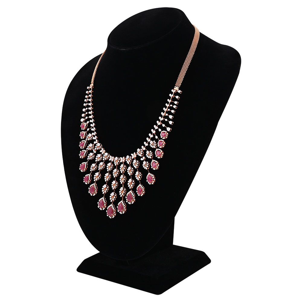 Red Drop Elegance Necklace Set-All Jewellery-ONS25A69-D435X0B