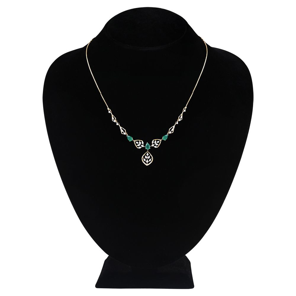 Green Leaf Diamond Necklace-Necklaces-OSN25A96-D435R1C